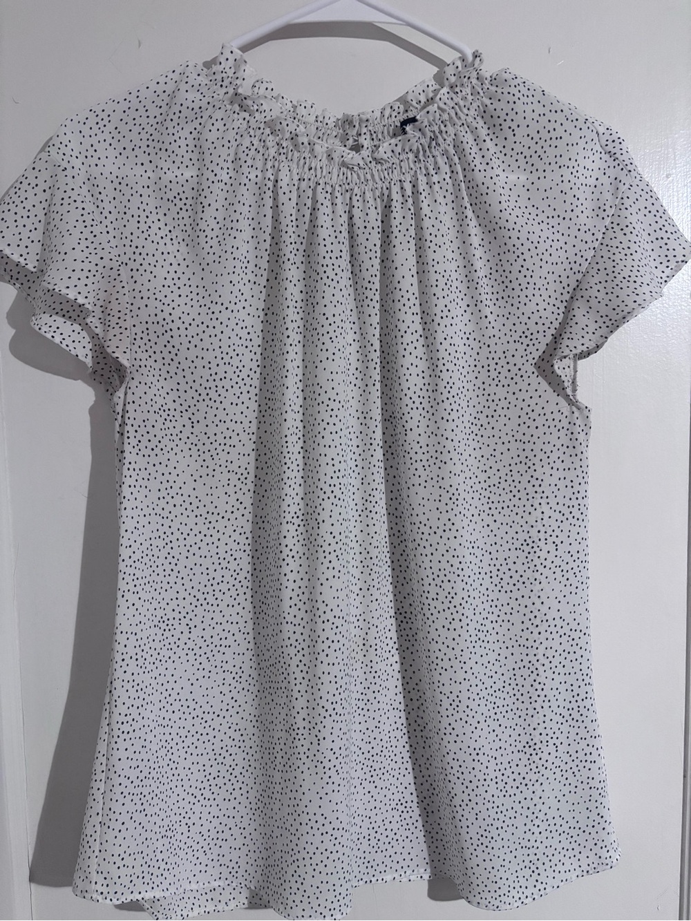 Express White Blouse with Black Dot Print